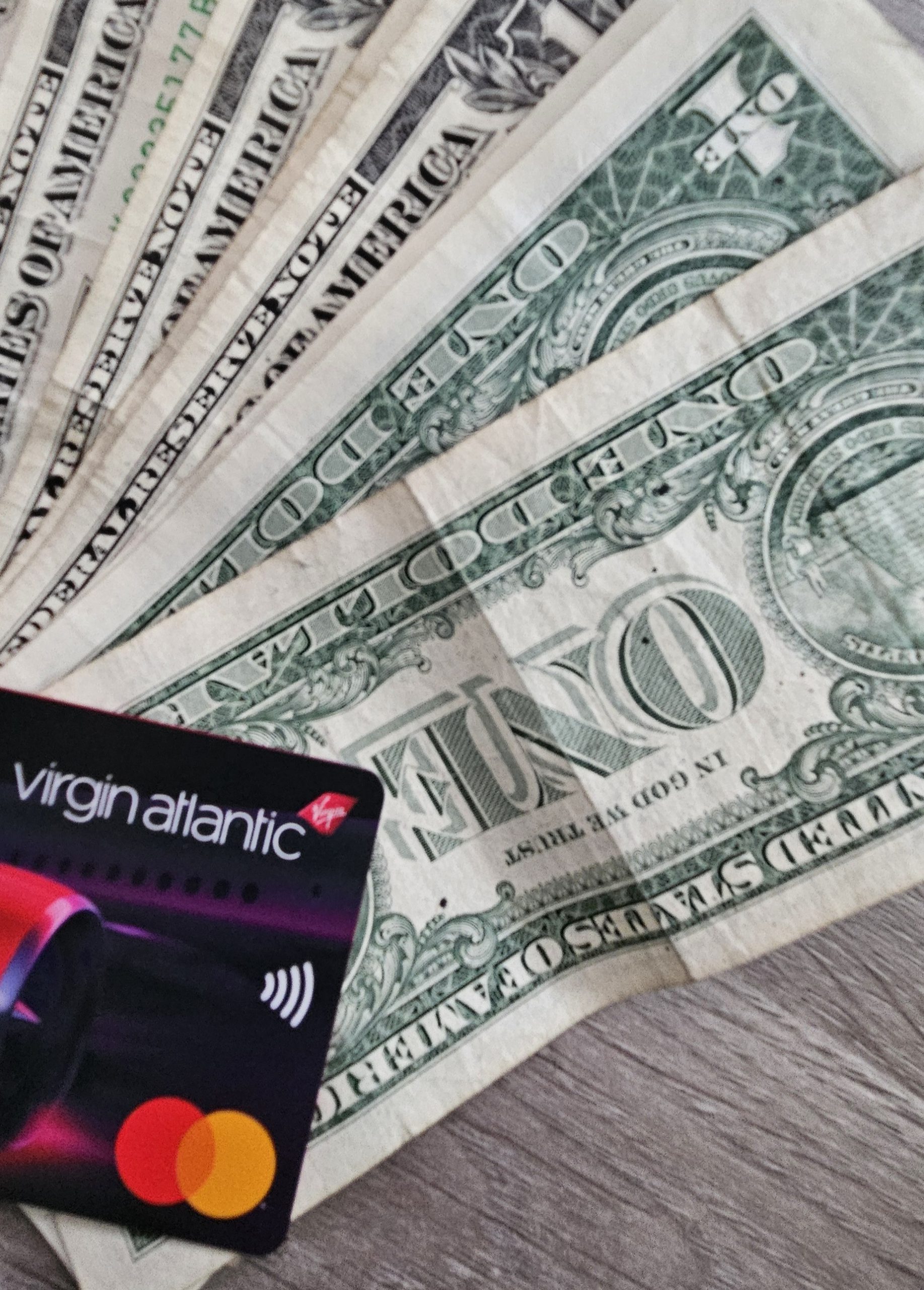 Dollar bills and credit card