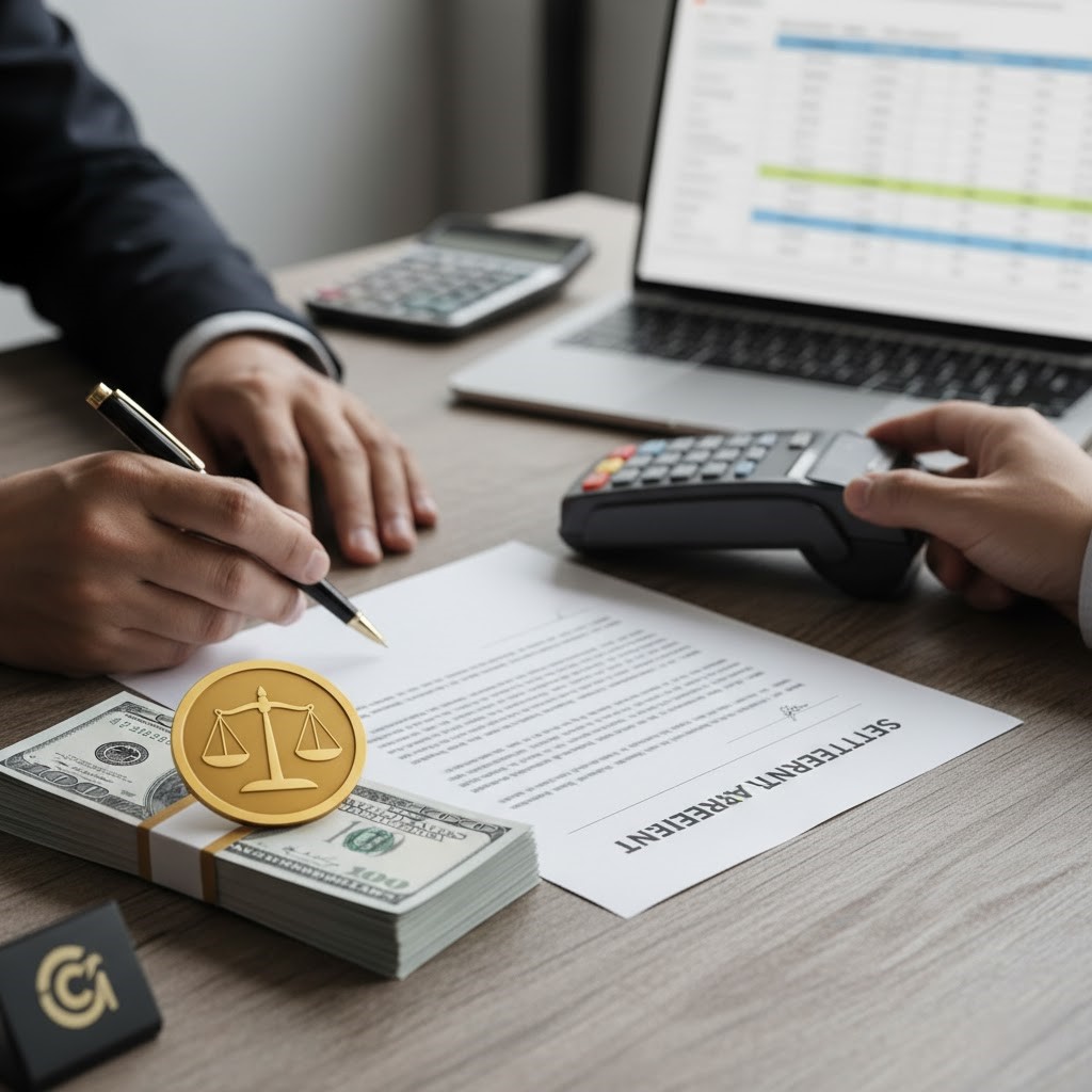 Paperwork and money on a desk