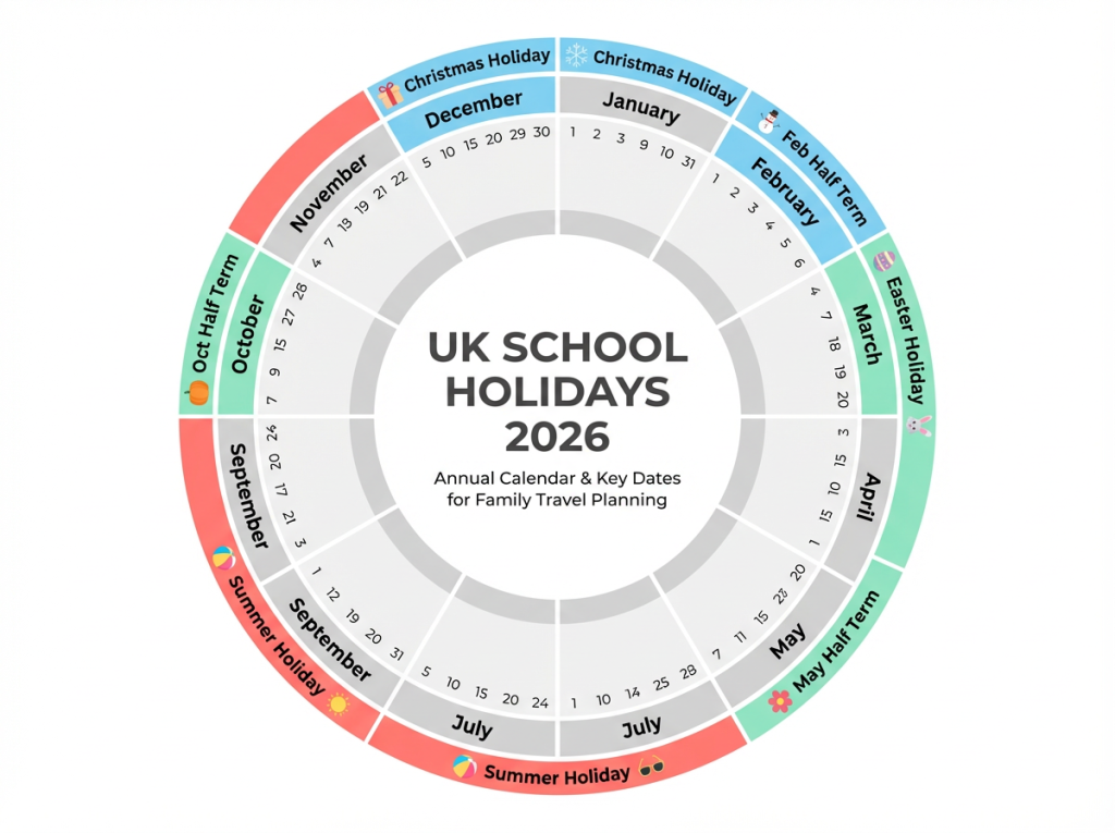 UK school holiday calendar 2026 showing best times to visit Florida with children