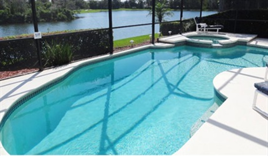 With stunning views from the pool .... Winter Haven Villa in Lake Berkley Resort, Kissimmee, Orlando