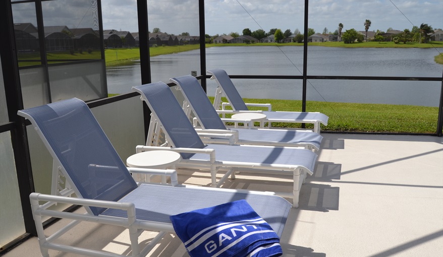 Comfy sunbeds. Waterside in Eagle Pointe, Kissimmee, Orlando
