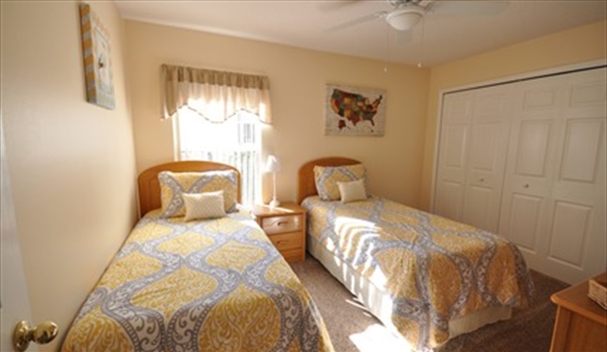 Second twin bedroom, both twins have Flat Screen TVs  & DVD players.. Palm Tree Villa - Pool Lift, 5 STAR RATING in Doral Woods, Kissimmee, Orlando