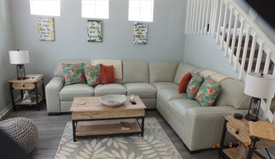 luxury leather sofa. My Florida House  in Esprit, Davenport, Orlando
