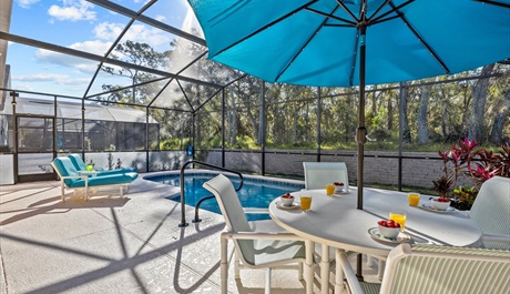 South-facing screened-in private pool overlooking 11-acre conservation for ultimate privacy.. For the Best Disney Vacation-Tropical Paradise Villa in Emerald Island Resort, Kissimmee, Orlando
