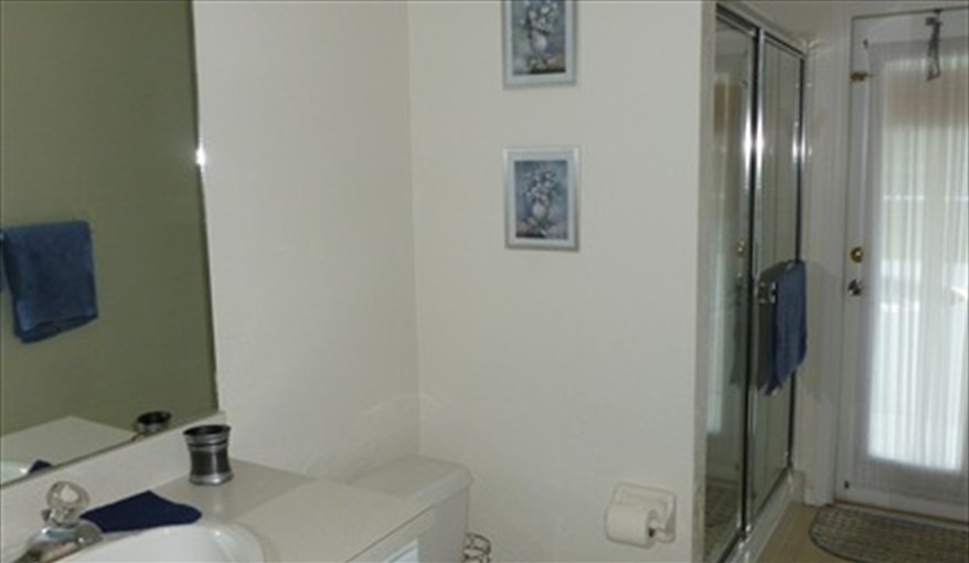 Blue Bathroom. Westridge Palms----Free Wi-Fi, Free calls to the UK, Gas BBQ,Pool table ,Table tennis,  in Westridge, Davenport, Orlando