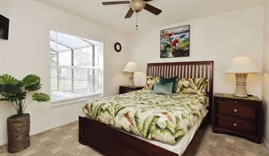 Guest bedroom overlooking the pool and garden . . .. KissimmeeDisneyVilla in Indian Point, Kissimmee, Orlando
