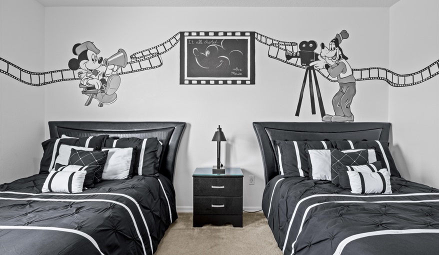 Uniquely designed hand painted wall murals in 3 of the bedrooms. Goofys Golf Getaway - Luxury Executive Disney Villa on Golf Course Gated Community, South Facing Pool,  No Rear Neighbours and Conservation Views in Providence, Davenport, Orlando