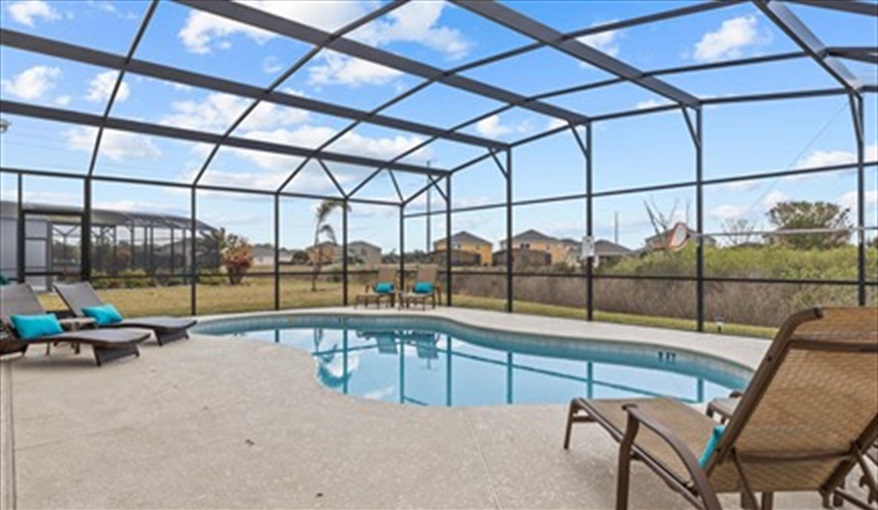 Extended pool so great for a swim. Goofys Golf Getaway - Luxury Executive Disney Villa on Golf Course Gated Community, South Facing Pool,  No Rear Neighbours and Conservation Views in Providence, Davenport, Orlando