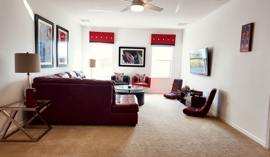 Huge upstairs loft/games area. Goofys Golf Getaway - Luxury Executive Disney Villa on Golf Course Gated Community, South Facing Pool,  No Rear Neighbours and Conservation Views in Providence, Davenport, Orlando