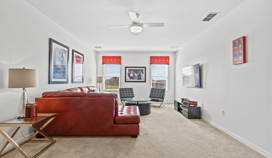 Huge upstairs loft/games area. Goofys Golf Getaway - Luxury Executive Disney Villa on Golf Course Gated Community, South Facing Pool,  No Rear Neighbours and Conservation Views in Providence, Davenport, Orlando