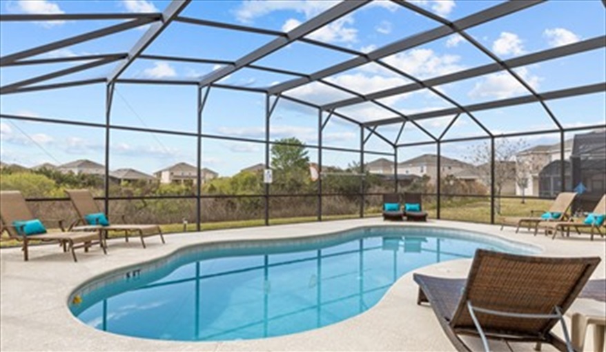 Conservation view so no direct rear neighbours. Goofys Golf Getaway - Luxury Executive Disney Villa on Golf Course Gated Community, South Facing Pool,  No Rear Neighbours and Conservation Views in Providence, Davenport, Orlando