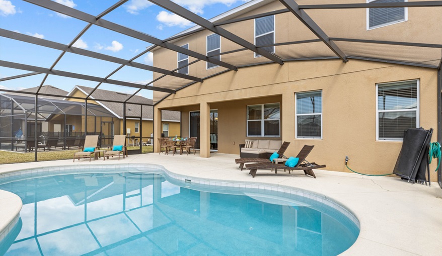 Extended deck area so loads of room . Goofys Golf Getaway - Luxury Executive Disney Villa on Golf Course Gated Community, South Facing Pool,  No Rear Neighbours and Conservation Views in Providence, Davenport, Orlando