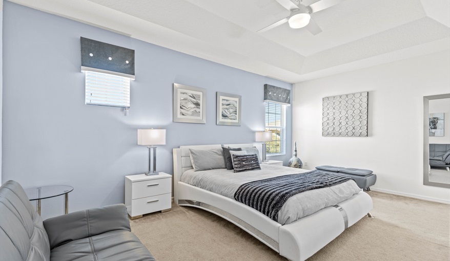 The fantastic primary suite. Goofys Golf Getaway - Luxury Executive Disney Villa on Golf Course Gated Community, South Facing Pool,  No Rear Neighbours and Conservation Views in Providence, Davenport, Orlando