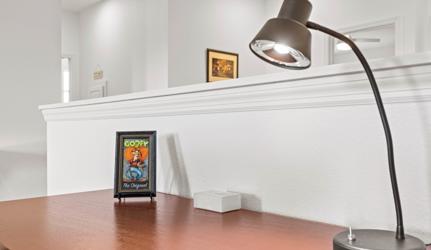 Your own little workspace. Goofys Golf Getaway - Luxury Executive Disney Villa on Golf Course Gated Community, South Facing Pool,  No Rear Neighbours and Conservation Views in Providence, Davenport, Orlando
