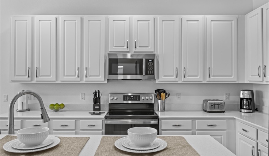 Plenty of cupboard storage. Goofys Golf Getaway - Luxury Executive Disney Villa on Golf Course Gated Community, South Facing Pool,  No Rear Neighbours and Conservation Views in Providence, Davenport, Orlando