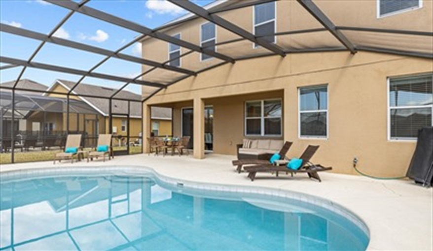Extended deck area so loads of room . Goofys Golf Getaway - Luxury Executive Disney Villa on Golf Course Gated Community, South Facing Pool,  No Rear Neighbours and Conservation Views in Providence, Davenport, Orlando