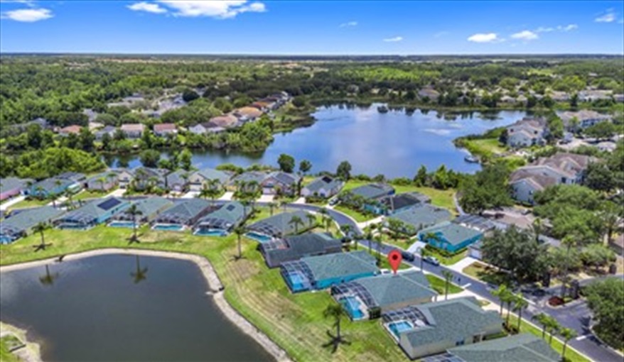 Aerial view of community. Three Palms Villa in Town Centre Reserve, Davenport, Orlando