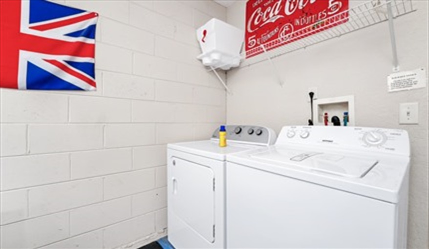 Laundry area in garage (washing machine and dryer). Three Palms Villa in Town Centre Reserve, Davenport, Orlando