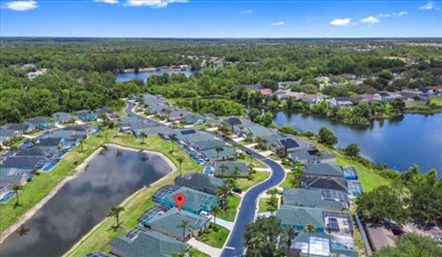 Aerial shot of community. Three Palms Villa in Town Centre Reserve, Davenport, Orlando