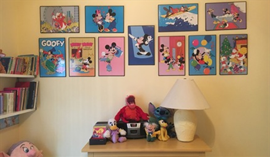 Disney memorabilia - prints, toys and books. Villa Verna in Indian Creek, Kissimmee, Orlando