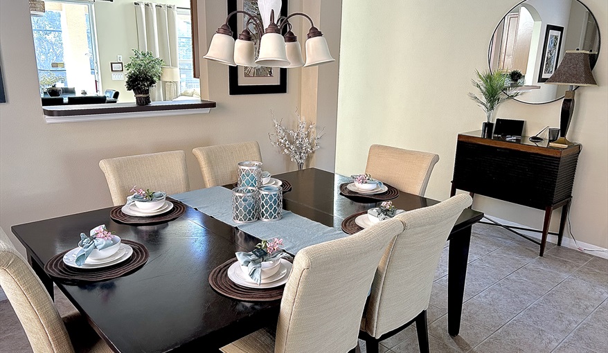 Dining Area. Watersong Villa Florida. 6 Bedrooms 5.5 Bathrooms with 4 en-suite. Conservation Views. Pool & Spa.  in Watersong, Davenport, Orlando
