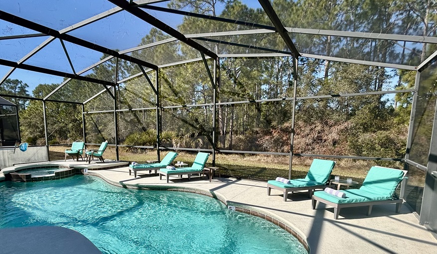 Pool & Spa Area. Watersong Villa Florida. 6 Bedrooms 5.5 Bathrooms with 4 en-suite. Conservation Views. Pool & Spa.  in Watersong, Davenport, Orlando