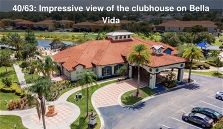 View of Bella Vida clubhouse. Ref 701BV. Villa at Bella Vida with own South facing pool., Games room & near to Disney in Bellavida Resort, Kissimmee, Orlando