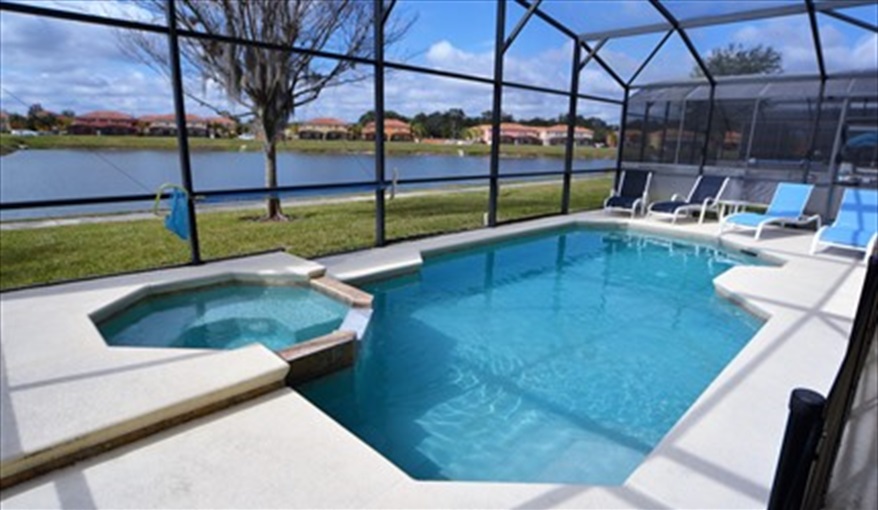 Imagine sitting in your own spa with this lake view. Ref 704BV Stunning Villa at Bella Vida Resort near Disney. in Bellavida Resort, Kissimmee, Orlando