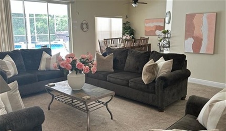 Open plan large family lounge . Doral Woods Secluded Florida Villa Updated June 2023 in Doral Woods, Kissimmee, Orlando