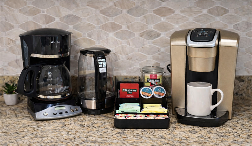 Enjoy our complimentary Coffee & Tea Bar featuring drip coffee, Keurig, and premium Yorkshire Tea. Sunshine Villa at Windsor Hills  in Windsor Hills Resort, Kissimmee, Orlando