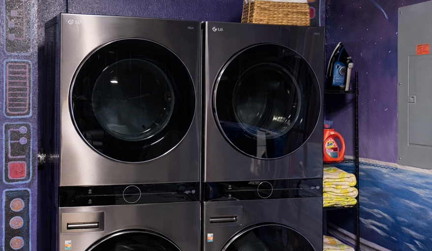 Dual Full-size stacked washers & dryers — perfect for longer stays and family trips.. Sunshine Villa at Windsor Hills  in Windsor Hills Resort, Kissimmee, Orlando