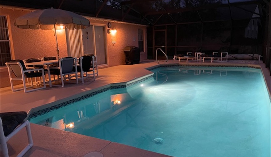 Pool Area at Dusk. Ourfloridadream at Sunridge Woods, Davenport in Sunridge Woods, Davenport, Orlando