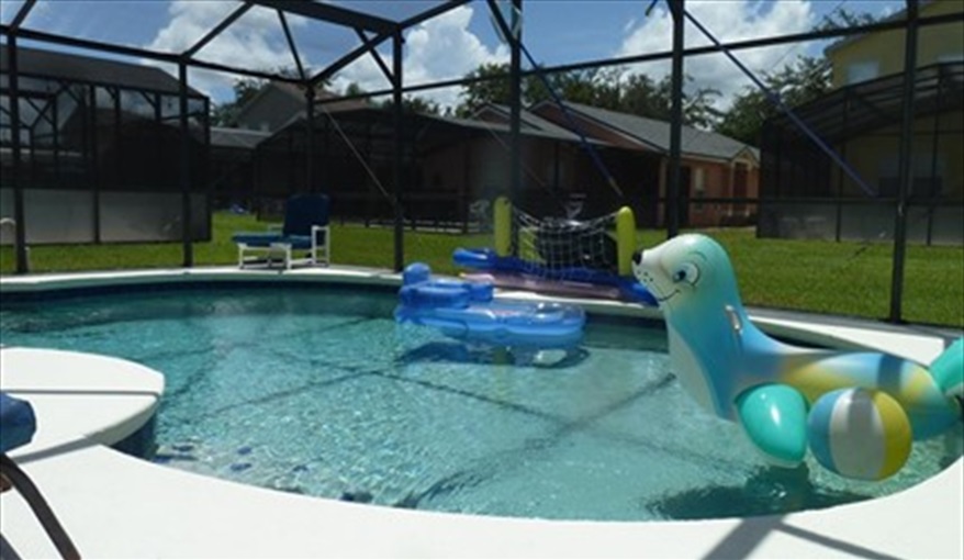 South Facing Pool. Pluto's Palace Florida Villa in Sandy Ridge, Davenport, Orlando