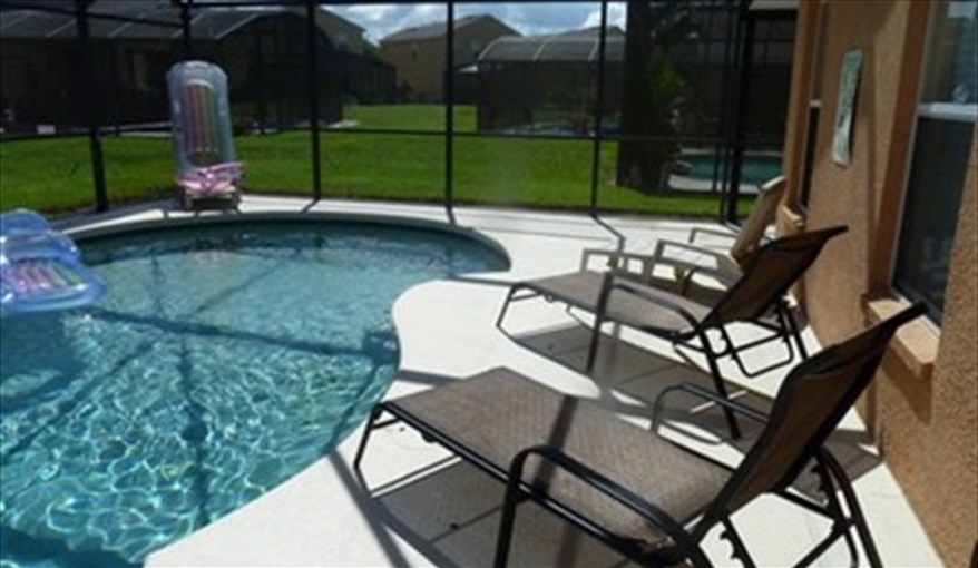 South Facing Pool. Pluto's Palace Florida Villa in Sandy Ridge, Davenport, Orlando