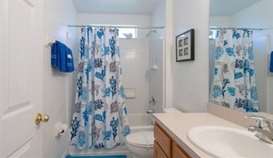 Bathroom for twin rooms. Doorway to Disney in Emerald Island Resort, Kissimmee, Orlando