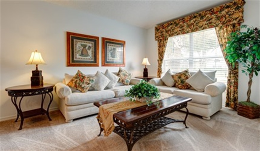 Skc villa sitting room. Secret Key Cove Villa in Emerald Island Resort, Kissimmee, Orlando