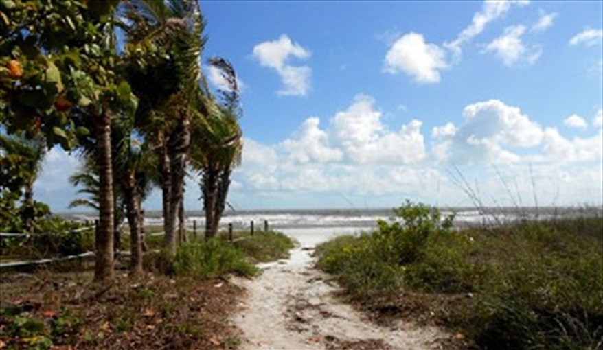Access to the beach is directly across the street.. Island Villa with 33 Foot Infinity Pool, Dock, Dolphin Visits in Fort Myers Beach, Fort Myers, Gulf Coast