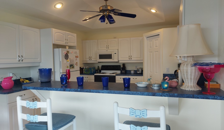 Breakfast Bar. Island Villa with 33 Foot Infinity Pool, Dock, Dolphin Visits in Fort Myers Beach, Fort Myers, Gulf Coast